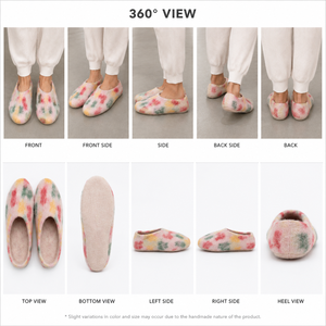 Wholesale Handmade Colorful Pink 100% New Zealand <b>Wool</b> Felt Shoes with Rubber Outsole for Indoor All Seasons - Product Image 1
