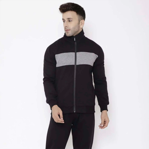 Ensemble décontracté pour homme : sweat à capuche zippé à manches longues, coupe ajustée, couleur unie, imprimé délavé, pour sports d'hiver - Product Image 1