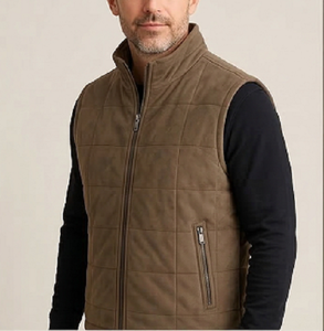 Gilet matelassé marron pour homme, sans manches, coupe ajustée, vêtement d'hiver, fermeture éclair, léger, chaud, élégant, décontracté, vêtement d'extérieur de qualité supérieure - Product Image 2