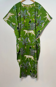 Vestido Kaftan Casual de Verano sin Mangas con Estampado Floral Tropical Digital, de Algodón, para Mujer, Islas del Pacífico Asiático - Product Image 2