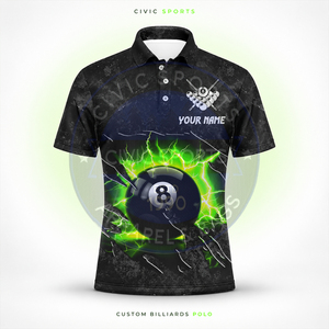 Polo de bowling réversible personnalisé de haute qualité en tissu polyester/coton, imprimé par transfert thermique, maillot de billard de haute qualité - Product Image 3
