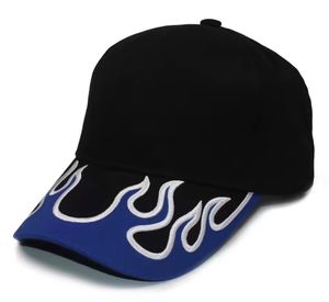 Flame Racing Baseball Hats Black Cotton 6-Panel Street Style Embroidery Brim Unisex Adult Spring Summer Casual Cap - Product Image 3