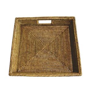 Plateau de service rectangulaire en rotin tressé à la main avec poignées, plateau de petit-déjeuner en osier pour table basse et ustensiles de cuisine - Product Image 3