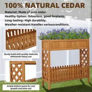 กล่องปลูกต้นไม้ไม้พร้อมชั้นวางของสำหรับเก็บของกลางแจ้งและในสวน - Product Image 5