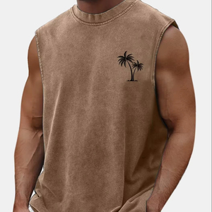Débardeur Homme de Sport Marron Haute Qualité, Délavé à l'Acide, Design Personnalisé, Respirant, Grandes Tailles, Idéal pour la Gym - Product Image 6