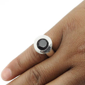 Brilliant Round Cut Natural Black Onyx Gemstone <b>Ring</b> <b>Crafted</b> From 925 Sterling Silver Fashion Bohemian Jewelry For Wedding - Product Image 4