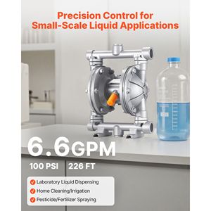 "Pneumatic <b>Waste</b> Oil Transfer <b>Pump</b> Air Operated Double Diaphragm 6.6 GPM 3/8 Inch Inlet/Outlet Aluminum Max 100 PSI" - Product Image 3