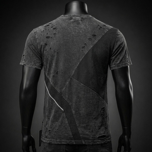 Men Lightweight Distressed <b>T</b> <b>Shirt</b> Breathable Cotton Blend Fabric Washed Finish Soft Texture Comfortable Fit Summer Streetwear - Product Image 2