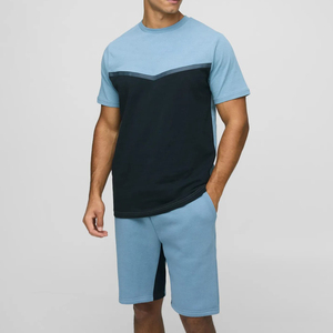 Men T Shirt <b>Set</b> Summer Collection Two Piece Casual <b>Knitted</b> Cotton Soft Fabric Comfortable Breathable Everyday Street Style - Product Image 4