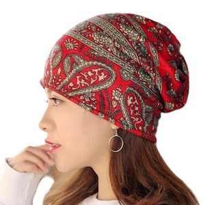 Red Floral Printed <b>Beanie</b> Hat for Women Wholesale Custom Design Unisex Stripes Knit Cuffed <b>Beanies</b> Outdoor Sports Ear Protection - Product Image 5