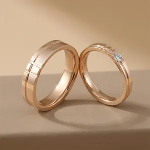 Classic Round 3mm Natural Diamond Couple Wedding <b>Rings</b> <b>Men</b> Women Engagement Gift Fashion 18K Yellow Gold Certified <b>Ring</b> Set - Product Image 2