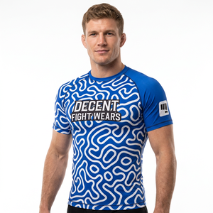 Haut de compression à manches courtes bleu Decent Fightwears pour hommes, imprimé par sublimation, séchage rapide, pour BJJ et MMA - Product Image 1