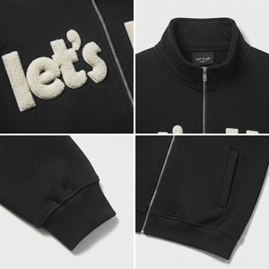 Men Oversize Long Sleeve Track <b>Jacket</b> High Quality Cotton Fleece Chenille Printed <b>Jacket</b> Stand Collar Casual Training <b>Jacket</b> - Product Image 6