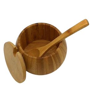 Premium Kitchen <b>Wooden</b> Salt <b>Box</b> Handmade Work Smooth Finish Wholesale Bulk Rate Pot <b>Box</b> With Lids and Spoons - Product Image 3