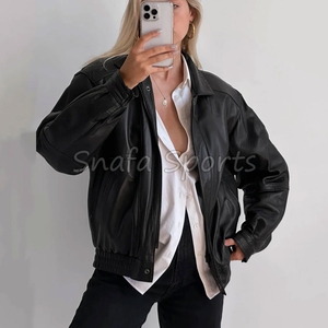 Blousons en cuir oversize de haute qualité pour femmes 2026, en vente en gros avec logo personnalisé - Product Image 5