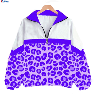 Veste coupe-vent de haute qualité pour femmes, veste de motard, imprimé léopard violet, manches longues, fermeture éclair sur le devant, col rabattable, vêtements d'automne - Product Image 1