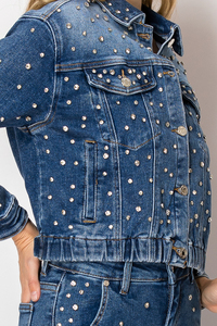 Design Women Denim Jacket Best Selling Women Breathable Wool Linen Lining Denim Jacket Button Closure Full-Sleeve Fashionable - Product Image 5