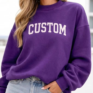 Sweat-shirt à col montant pour femme, imprimé et brodé sur mesure, en molleton polyester/coton, coupe oversize, hiver, écologique, logo frontal - Product Image 1