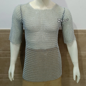 Camisa de malla de aluminio hecha a mano con anillos de 10 mm, manga corta, armadura medieval, disfraz de cosplay y recreación histórica - Product Image 2