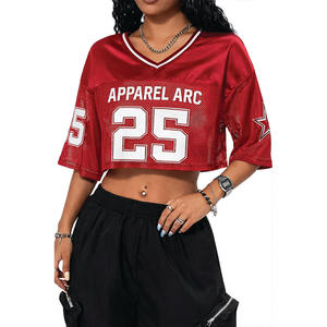 Top Corto de Malla para Mujer, Estilo Fútbol Americano, con Estampado de Número, Ropa Urbana, OEM ODM - Product Image 1