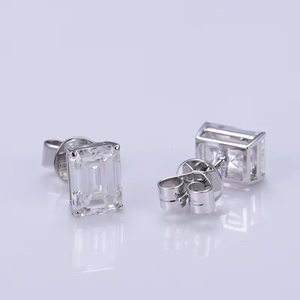<b>Emerald</b> Cut Diamond Earrings Lab grown E Color IGI Certified Women's Classic Engagement Jewelry For women's - Product Image 3