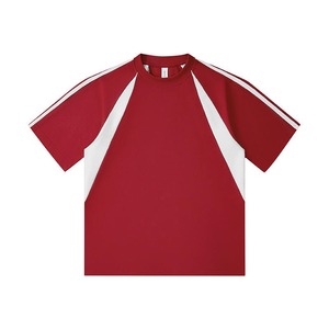 T-shirt pour homme en coton léger à col rond et manches courtes, coupe ample décontractée, style simple, manches raglan contrastées, t-shirts d'été - Product Image 5