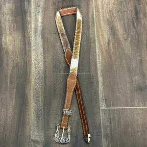 Correa de Sombrero Estilo Occidental de Cuero Vacuno Genuino al por Mayor OEM, con Hebilla Plateada en las Correas para Unisex - Product Image 4