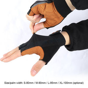 Gants de course personnalisés en cuir CG-001 à demi-doigts, respirants, antichoc et portables - Product Image 5