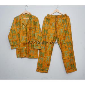 Conjunto de Pijama de 2 Piezas para Mujer, Hecho a Mano, Vintage, 100% Algodón, Diseño Floral Clásico, Manga Larga, Suave y Liso - Product Image 3