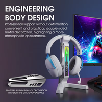 Support de casque de jeu RGB en alliage d'aluminium LDON-ZH01 avec hub USB 3.0 Type-C, support de casque LED, organisateur de bureau, service de logo personnalisé