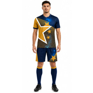 Ensemble de rugby personnalisé sublimé pour homme : maillot à col en V à manches courtes et short, imprimé étoiles géométriques, vêtements de sport anti-humidité - Product Image 4