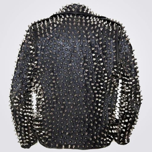Custom High Quality Soft Leather Breathable Waterproof <b>Smart</b> Casual Stylish Unique Design <b>Men</b> Studded <b>Jacket</b> Winter Front Logo - Product Image 4