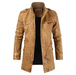 2026 <b>Long</b> Latest <b>Leather</b> <b>Jacket</b> Stand Up Collar Pocket <b>Jacket</b> Fashion - Product Image 1