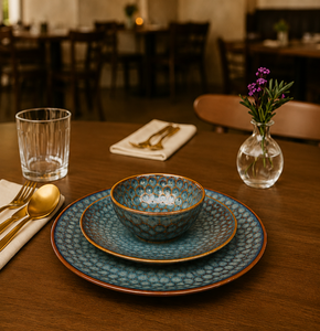 Luxury Blue Stoneware <b>Plate</b> – Handmade <b>Ceramic</b> Tableware Handcrafted Blue <b>Ceramic</b> Dinner <b>Plate</b> – Rustic Stoneware - Product Image 1