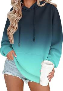 Sweat à capuche douillet et ample pour femme, en polaire imprimée, avec poches en polaire, ourlet droit, manches côtelées et devant tombant, idéal pour l'hiver - Product Image 3