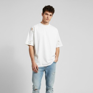 Camiseta Blanca Oversize de Algodón para Hombre, Manga Corta, Cuello Redondo, Color Liso, Tejido Jersey, Ajuste Casual, Ropa de Marca Personalizada OEM ODM - Product Image 1