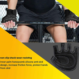 <b>Half</b> Finger Gym Gloves Breathable Lightweight Vinyl Adjustable Wrist Strap Non <b>Slip</b> Fitness Weight Lifting Training Unisex - Product Image 6