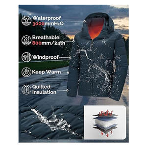 Chaqueta Acolchada con Capucha para Mujer, Impermeable, Ligera, con Cierre Completo, Abrigo de Invierno Acolchado, Parka para Clima Frío, Informal y Moderna - Product Image 3