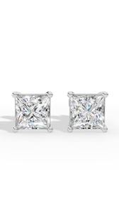 Boucles d'oreilles clous de luxe en or 10K avec diamant de laboratoire taille princesse solitaire à quatre griffes, bijoux raffinés pour mariée et anniversaire - Product Image 5