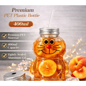 400ml PET <b>Plastic</b> Bottle Food-Grade with Twist <b>Cap</b> and Aluminum Lid Straw Hole for Tea and Juices - Product Image 4