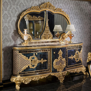 Classic Luxury Eco-Friendly Comfortable Durable <b>Dining</b> <b>Table</b> Set Solid Mahogany Antique Gold Carving European Style Villa - Product Image 5