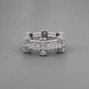 925 Sterling Silver Unisex Lab Grown Diamond Vintage IGI Certified VVS2 Brilliant Cut <b>D</b> Color Wedding Band Ring for Gift Party - Product Image 2