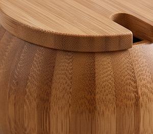 Handcrafted Wooden Salt And Sugar <b>Bowl</b> <b>With</b> <b>Lid</b> And Spoon Herb Spice Storage Container For Kitchen Use Eco Friendly Food Grade - Product Image 2