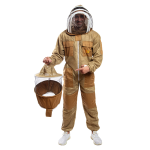 Combinaison d'apiculture ventilée avec double voile couleur kaki, protection anti-coupure, résistante à la chaleur jusqu'à 300°C, voile rond - Product Image 6