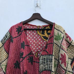 Venta al por mayor de caftanes árabes surtidos, estampados en bloque, ecológicos, transpirables, holgados, estilo Kantha, para playa, hasta la rodilla, de algodón natural. - Product Image 4