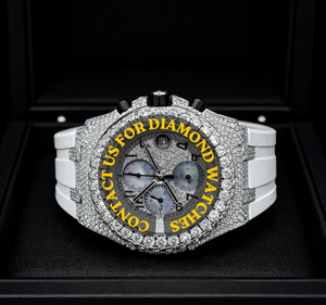 Montre unisexe mécanique de luxe à bracelet en caoutchouc blanc, boîtier rond en moissanite diamantée, best-seller, avec caractéristiques classiques - Product Image 1