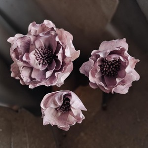 VADEE Fleurs artificielles haut de gamme en bois de Sola, Anémone bleu poussière, Magnolia étoilé, Anémone lavande poussière, durables, artisanales, 8-8,5 cm, 001 - Product Image 5