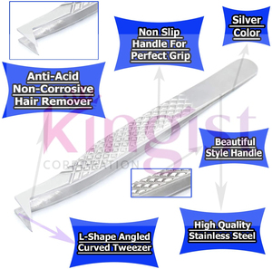 Professional Stainless Steel Eyelash Extension Tweezers Set with <b>Precision</b> Angled Tips Anti Slip Grip for Salon Lash Artists Pro - Product Image 5