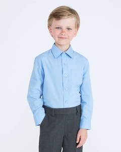 Camisa de Vestir para Niños con Cuello Expandible y Botones, 55% Algodón, 45% Poliéster, Manga Larga, Uniforme Escolar - Product Image 4
