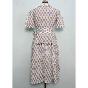 Vestido Midi Transpirable de Algodón Lavable Natural para Mujer, Estampado Floral, con Bolsillos, para Fiestas al Aire Libre y Ocasiones Especiales - Product Image 6